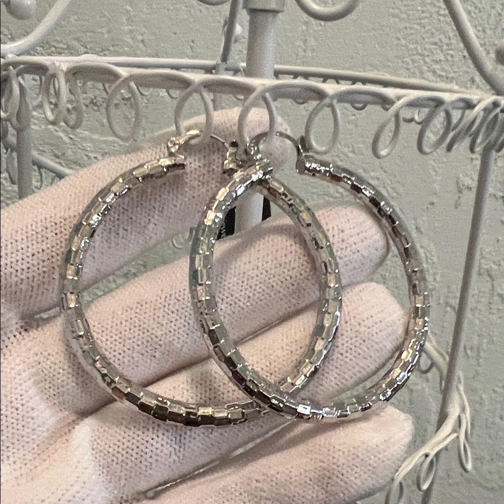 (0365) Elegant S925 Sterling Silver Hoop Earrings “40 mm/50 mm”